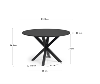 Eettafel – Ø 120 cm – Zwart, Kave Home, Argo